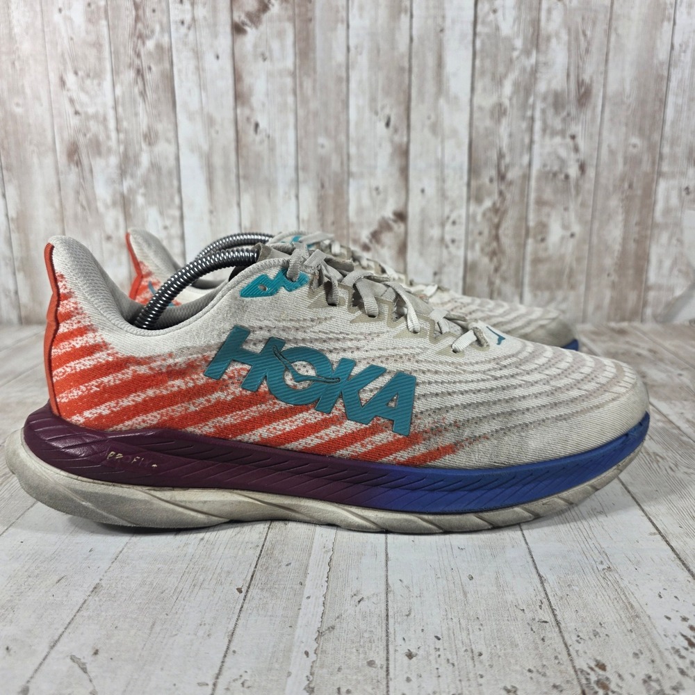 Hoka One One Mach 5 Mens 10.5D Running Shoes White Flame 1127893 WFM